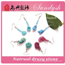 Handamde Handcrafted Colorful Gemstone Druzy Earrings
